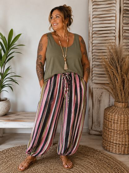 Pantalon bombacho rayé