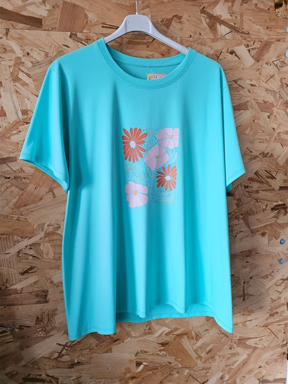 Teeshirt floral vert Brésil ou turquoise