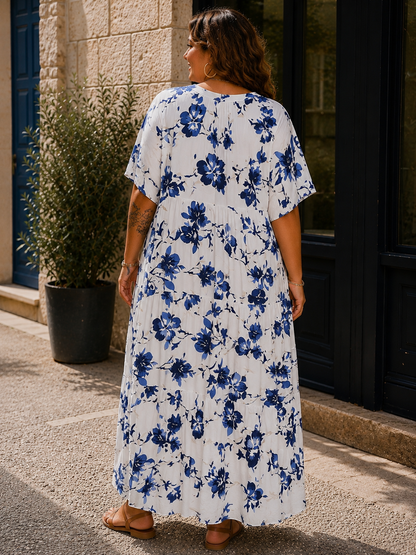 Robe longue ibiscus bleus