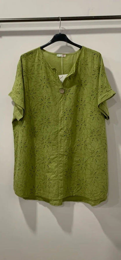 Tunique broderie anglaise vert pistache