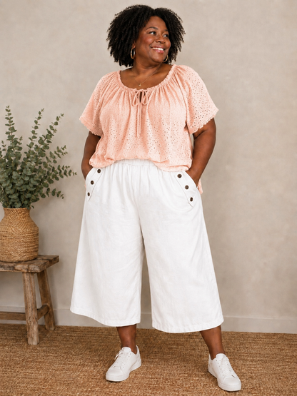 Tunique broderie anglaise col élastiqué
