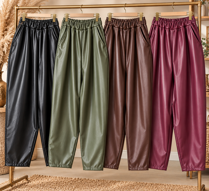 Pantalon simili cuir coupe Mom ou Carotte