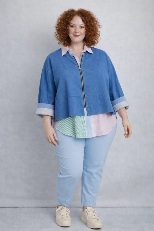 Veste courte oversize teinte jean