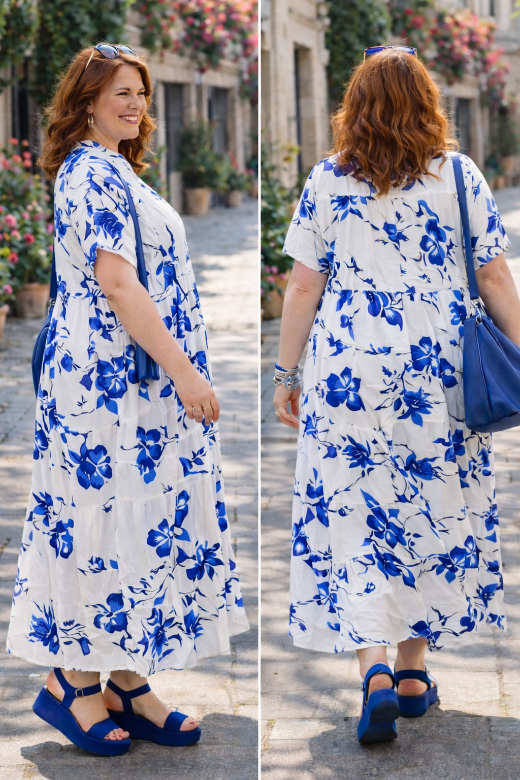 Robe longue ibiscus bleus