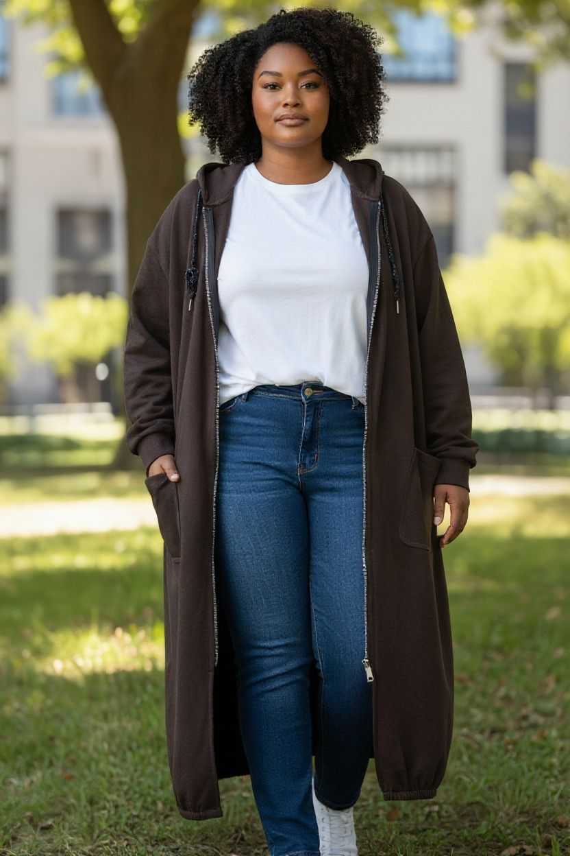 Veste longue type sweat