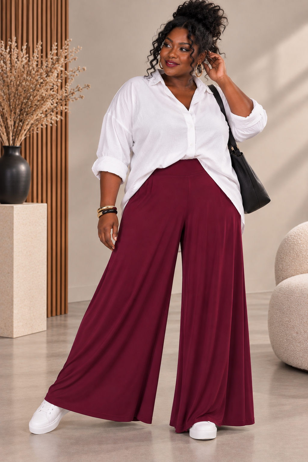 Pantalon long coupe jupe-culotte