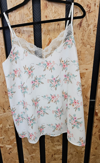 Top de satin fleuri
