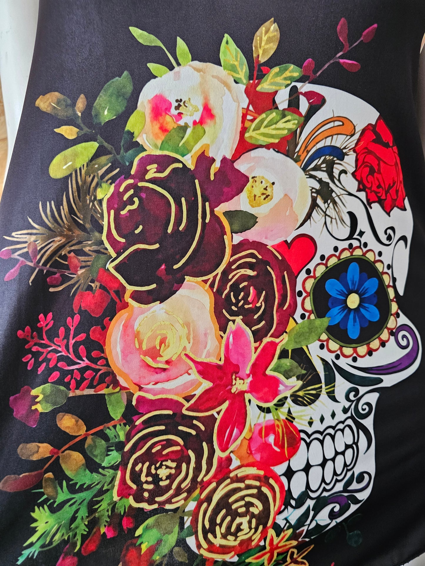 Debardeur calavera , bretelles de dentelle