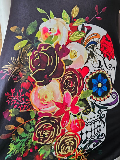 Debardeur calavera , bretelles de dentelle