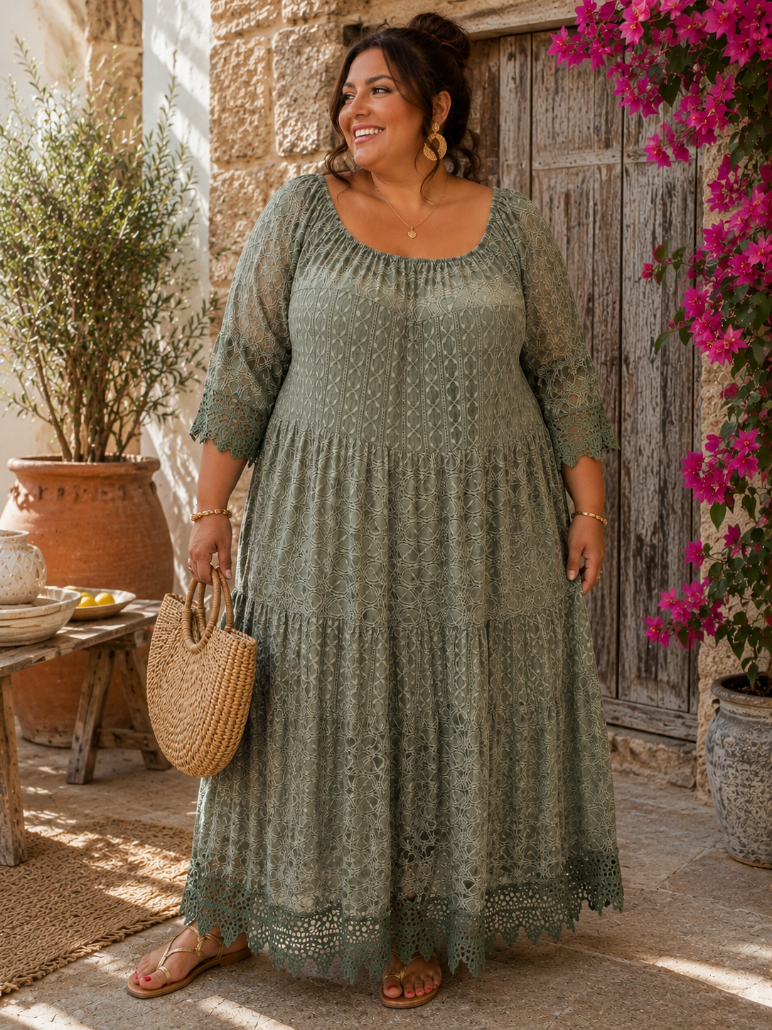 Robe longue de dentelle