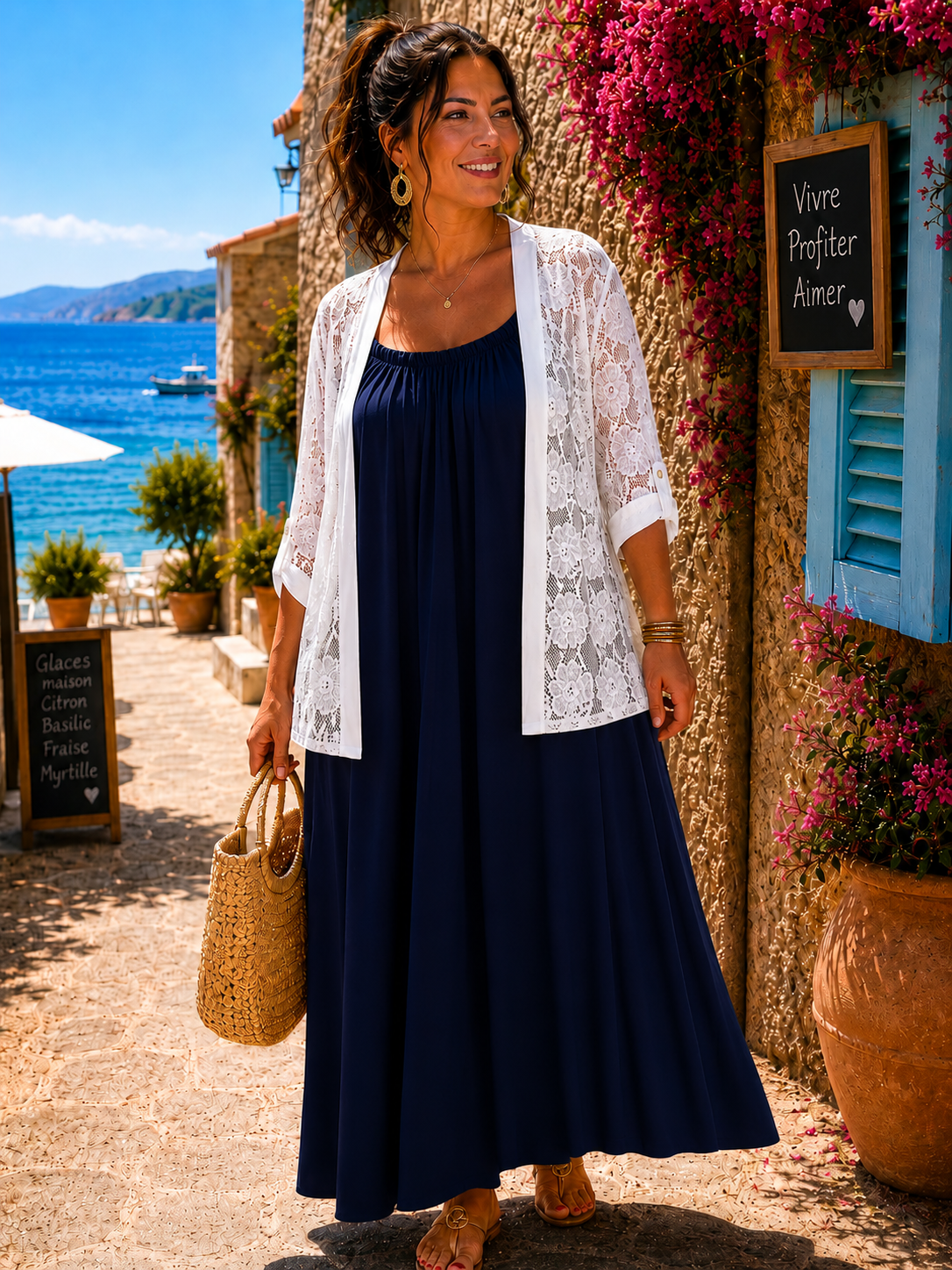 Robe longue à bretelles réglables