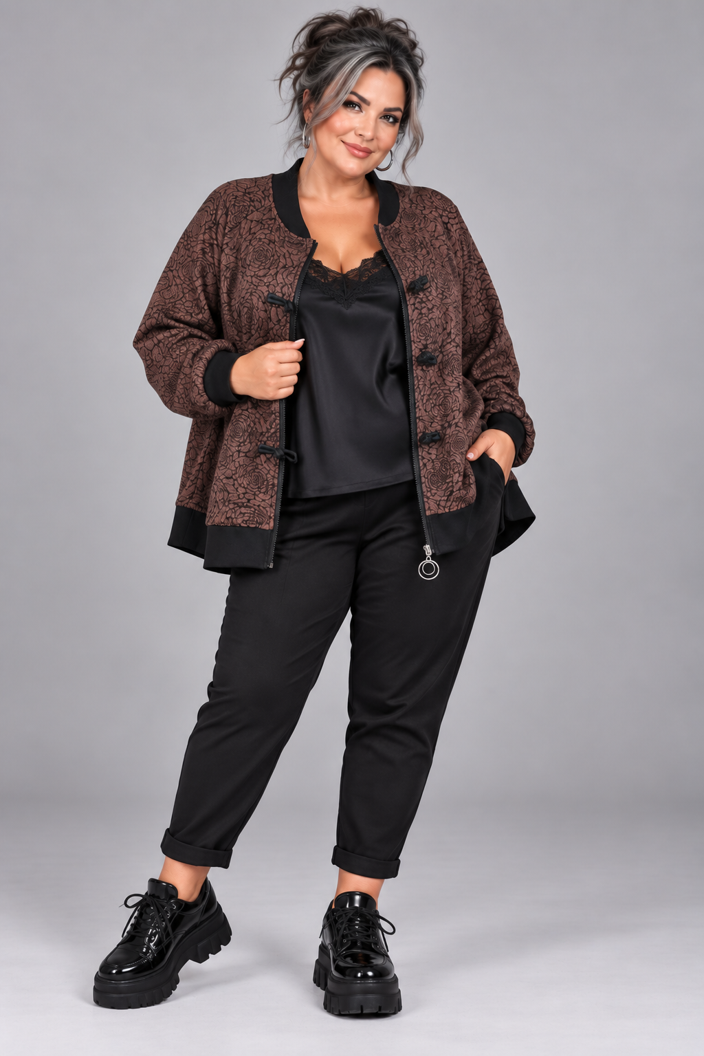 Bombers satin reliefs floraux