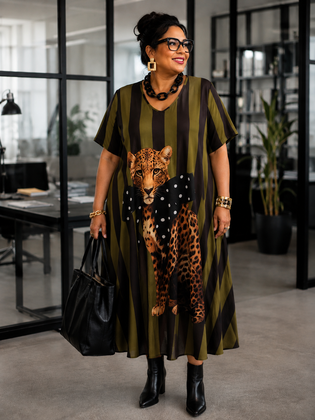 Robe rayé " une léoparde de soirée "