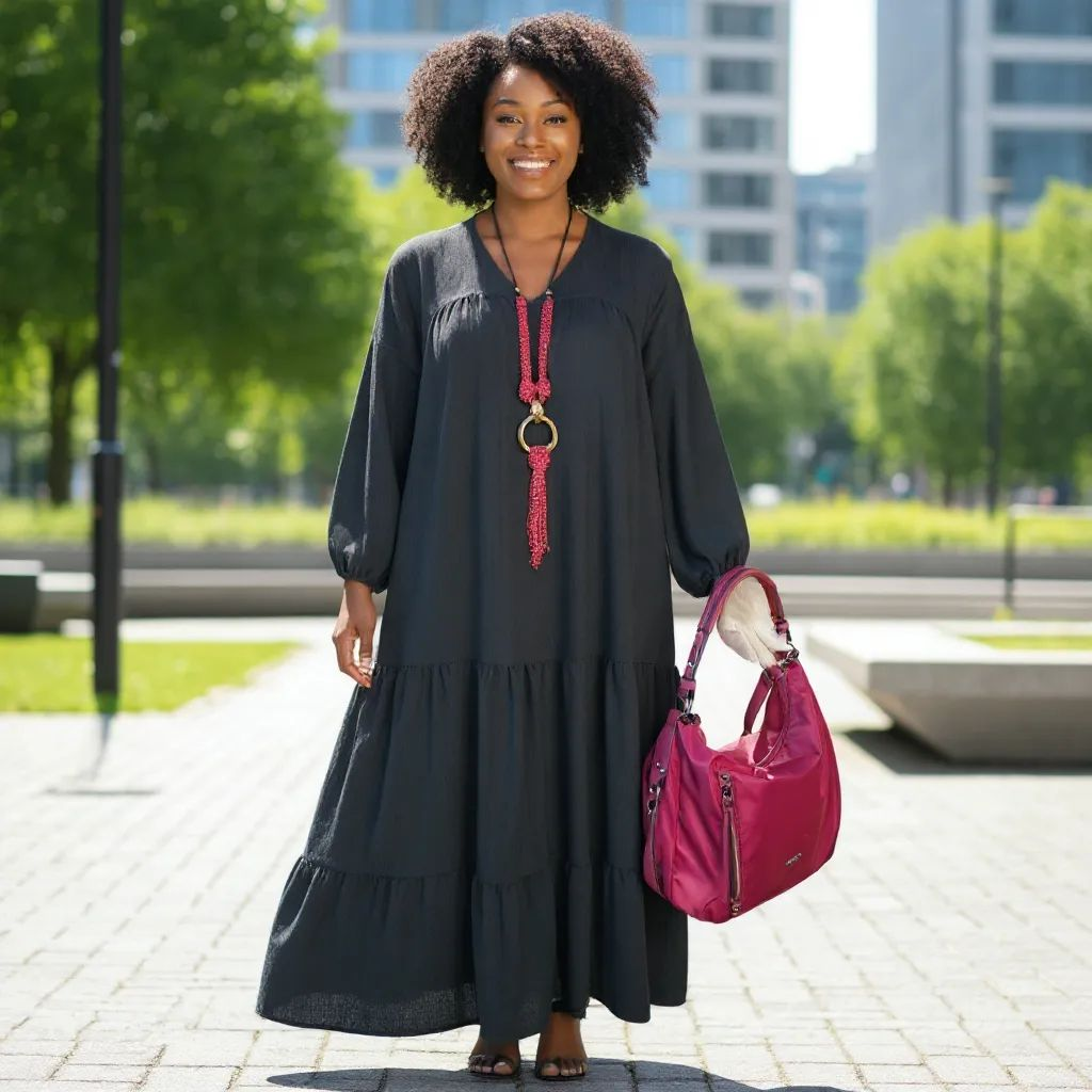 Robe longue, coupe bohème