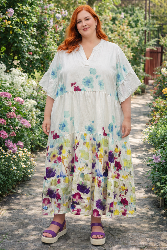 Robe bohème fleurie aquarelle