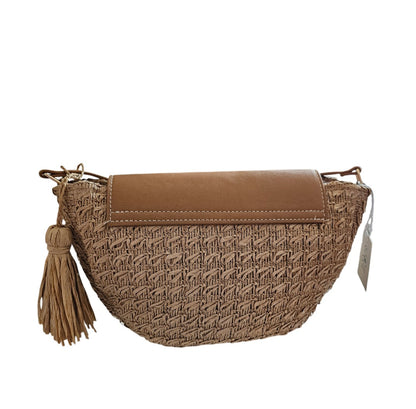 Sac demi ovale rafia et cuir végétal
