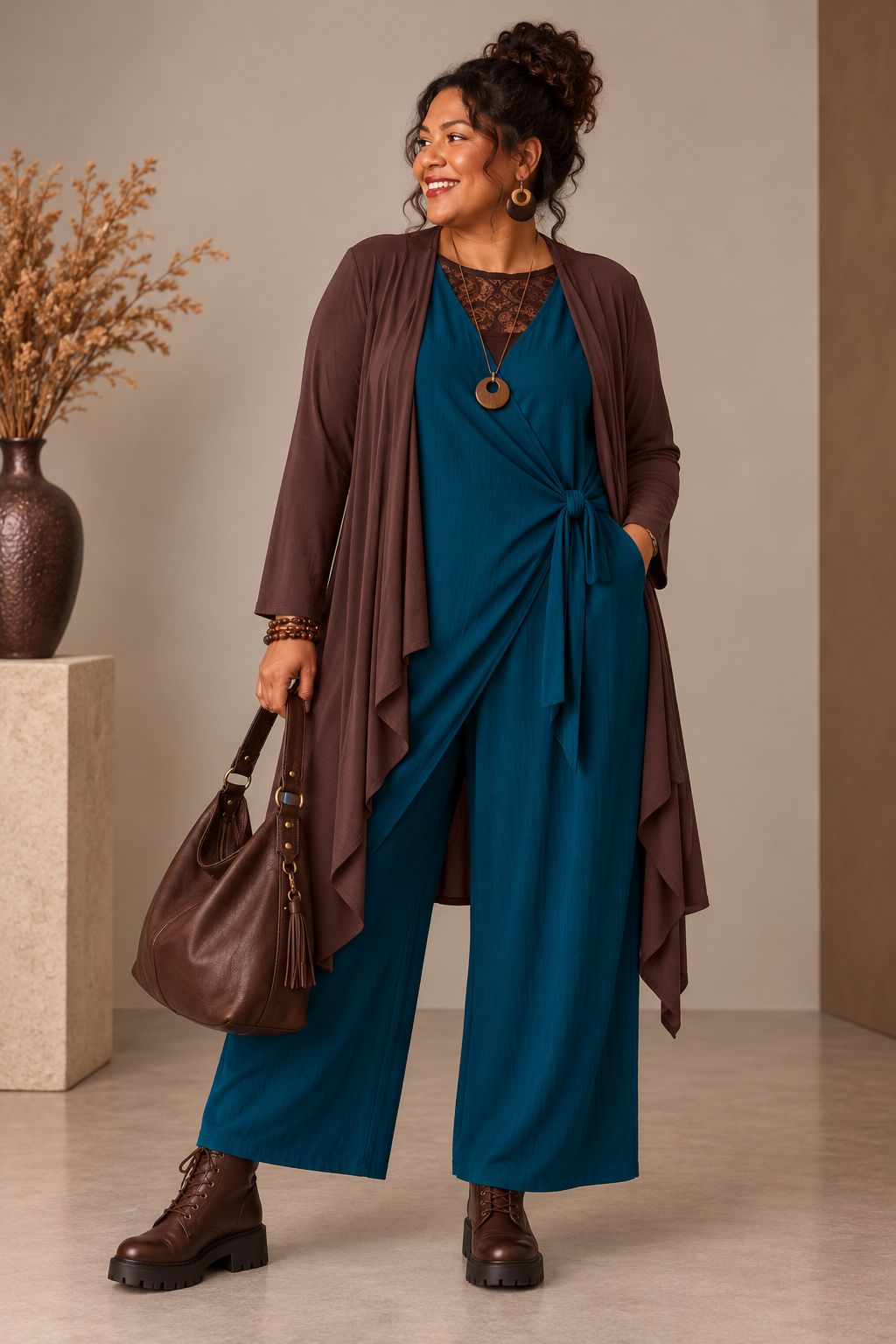 Combinaison avec drapé asymétrique devant