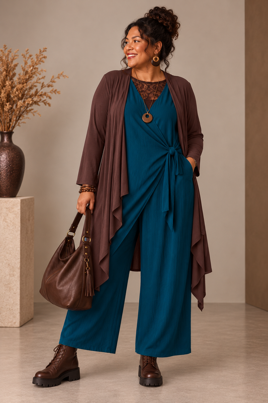 Combinaison avec drapé asymétrique devant