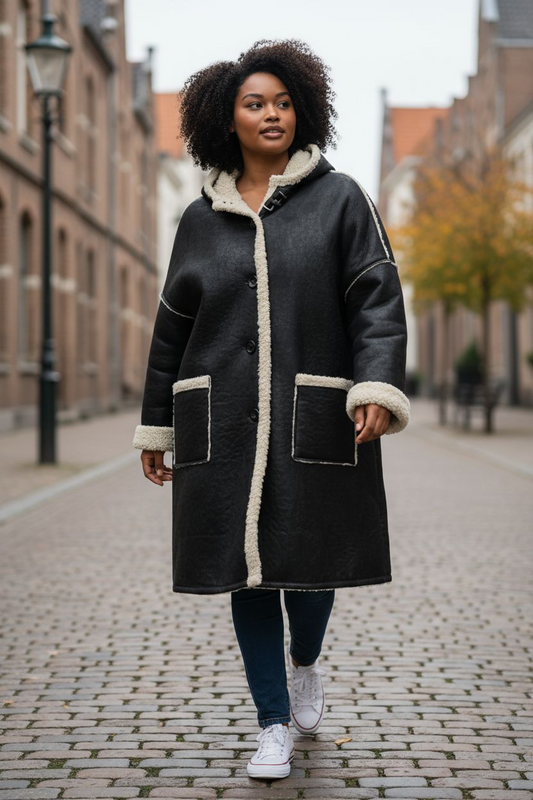 Manteau façon peau retournée