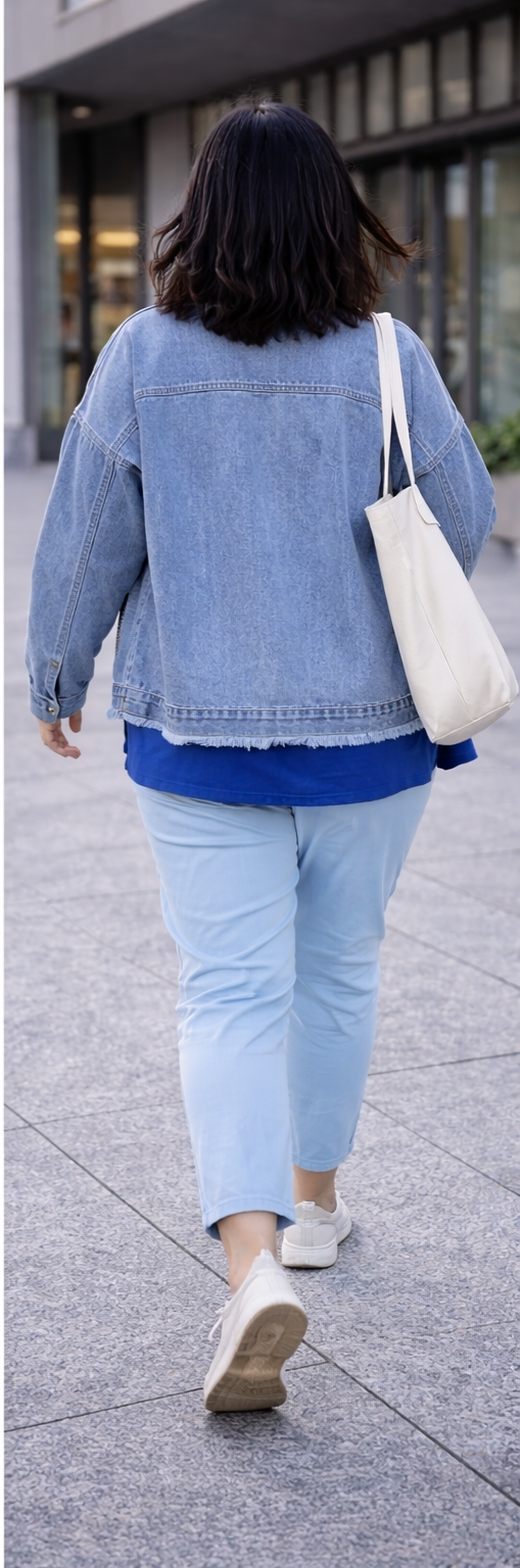 Veste jeans courte oversize et détails strass