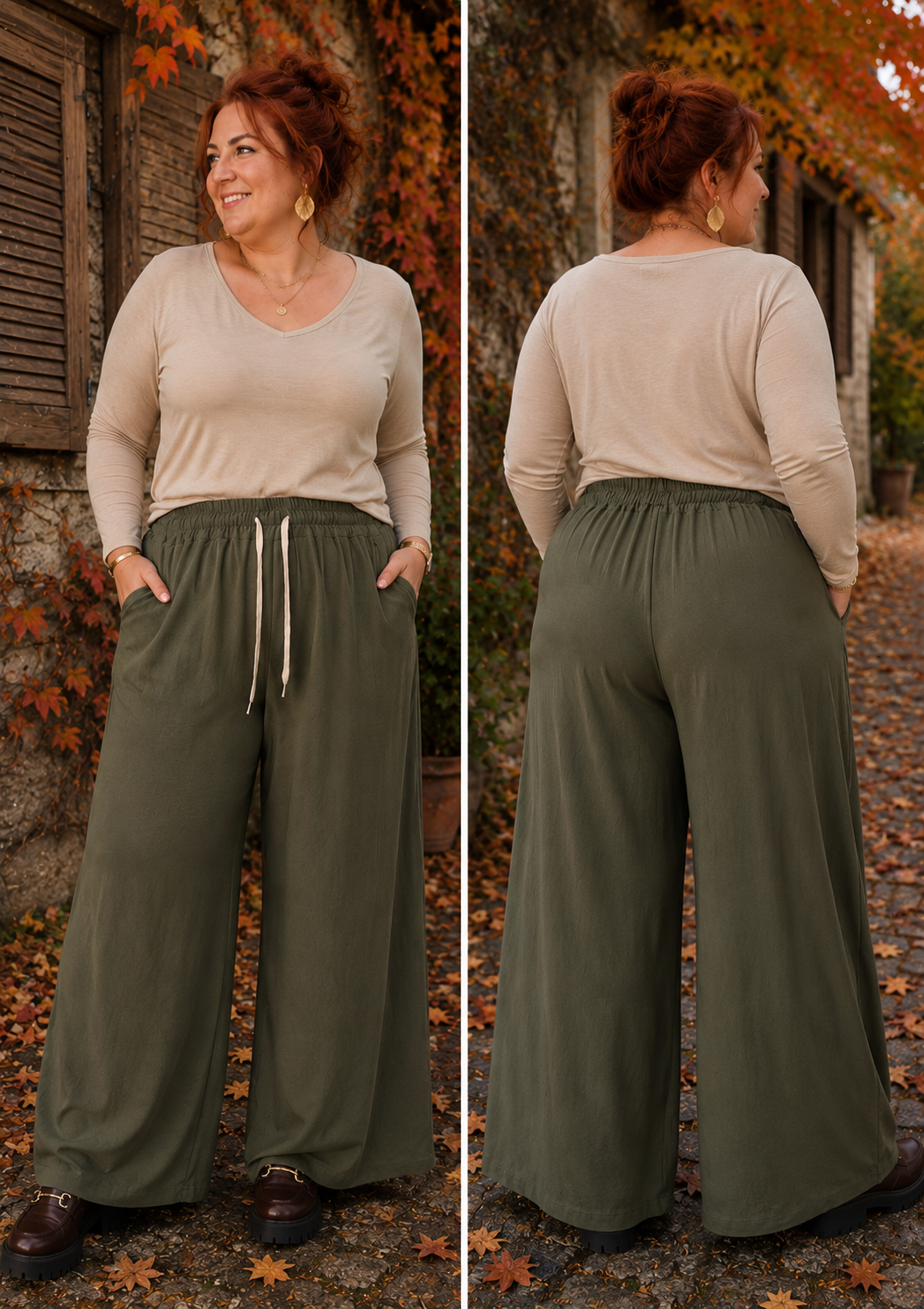 Pantalon palazzo crêpe de viscose