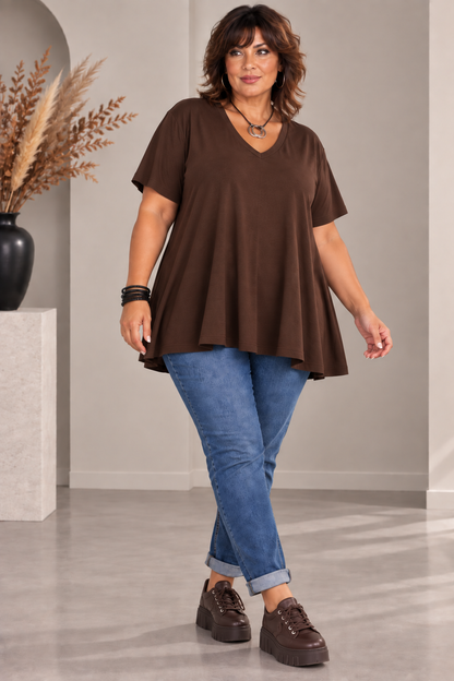 Teeshirt col V, coupe évasée