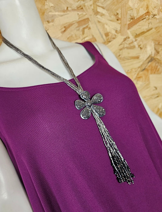 Sautoir fleur en brillants