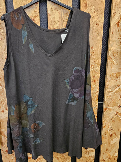 Debardeur motif floral foncé