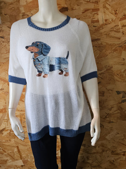 Pull teckel jean maille ajourée