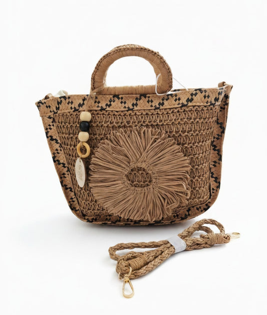 Sac rafia demi cercle et fleur