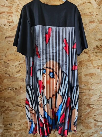 Robe plissée femme graphique