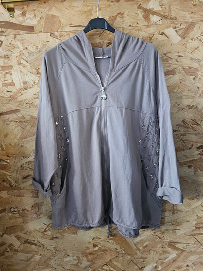 Veste sweat coton et sequins