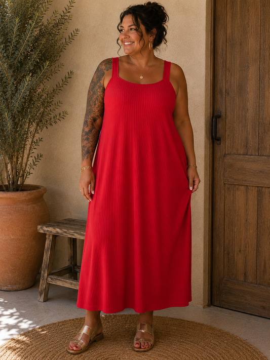 Robe maille côtelée à bretelles