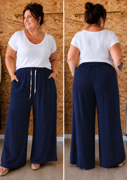 Pantalon palazzo crêpe de viscose