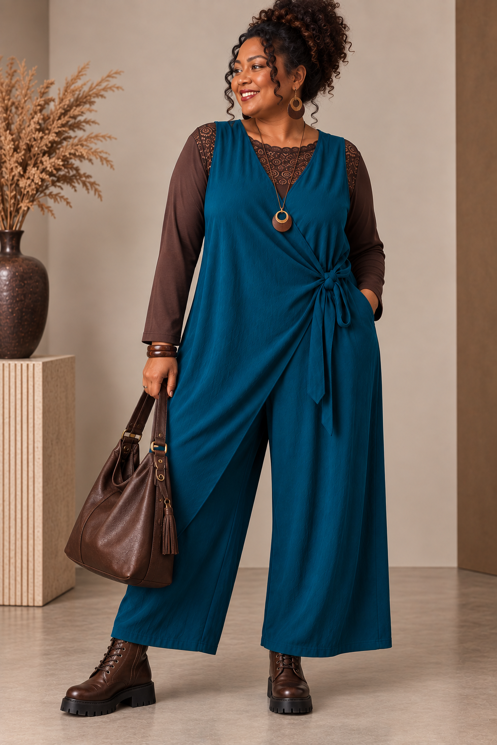 Combinaison avec drapé asymétrique devant