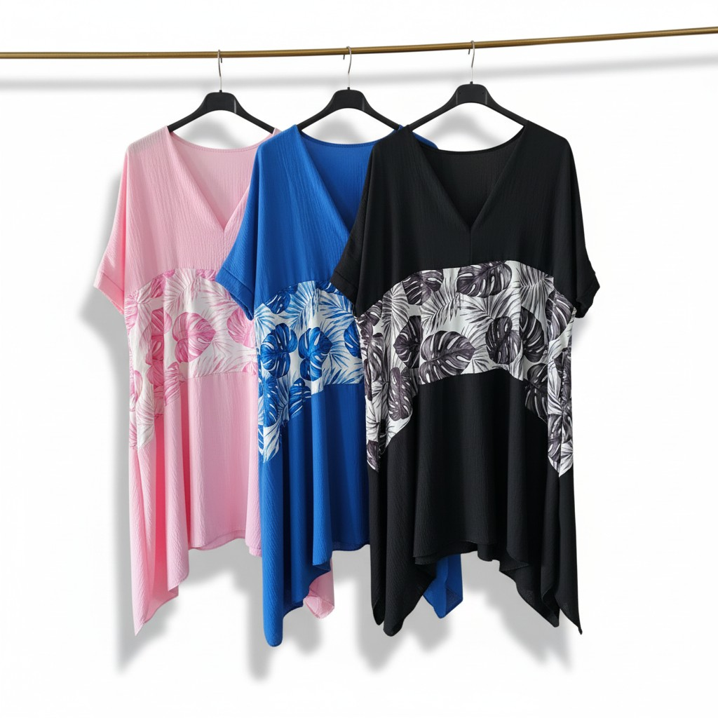 Robe asymétrie unie avec pan de tissu exotique