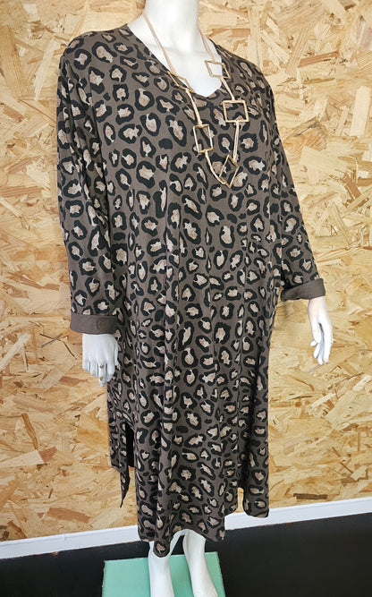 Robe sweat imprimé léopard