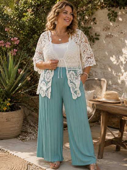 Pantalon effets plissage fin