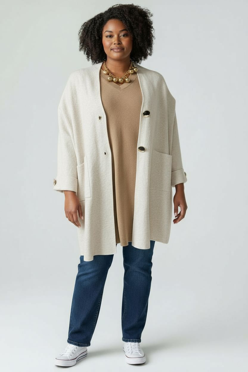 Veste en lainage boutonnée de haute qalité