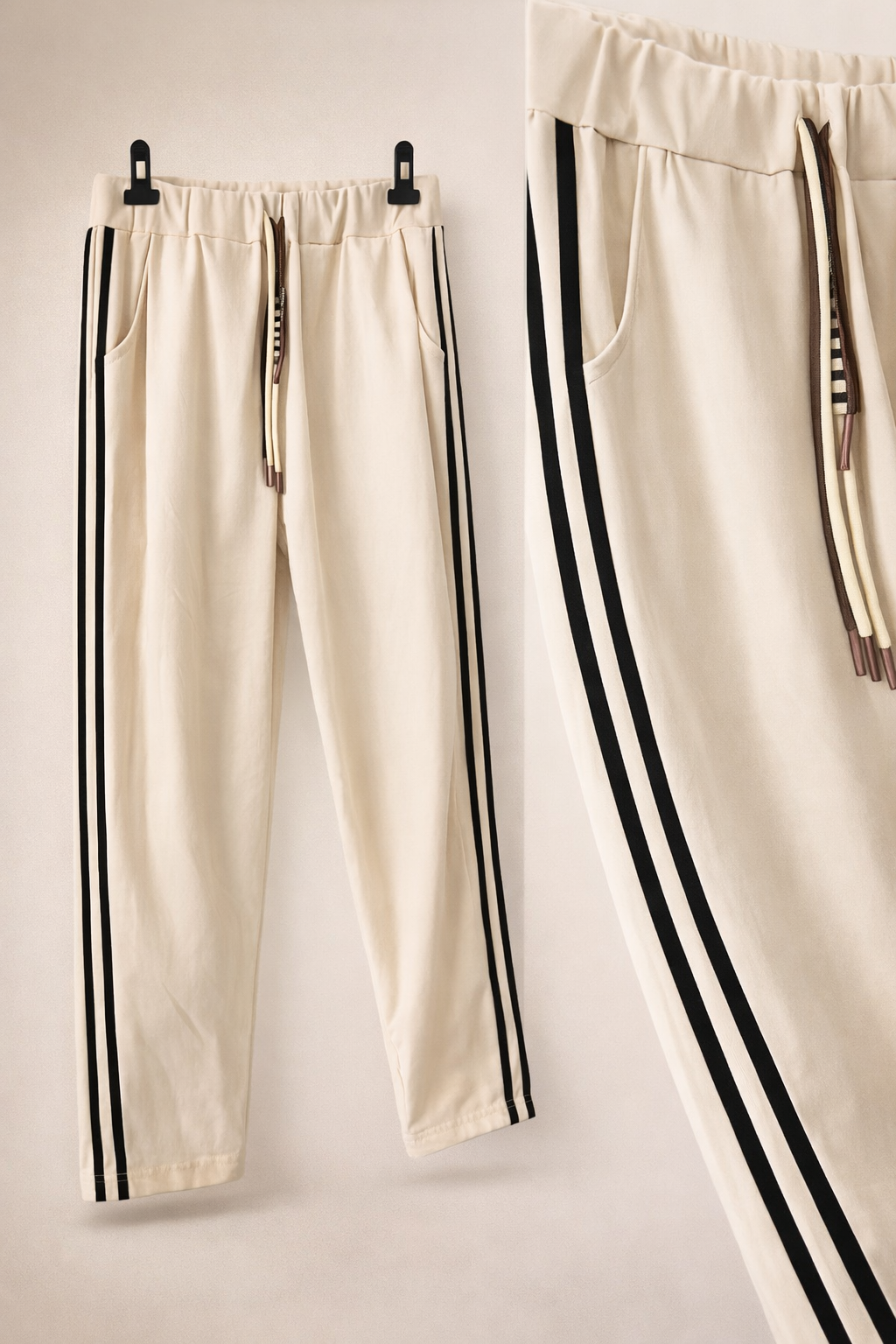 Pantalon milano ,2 bandes crème sur les côté
