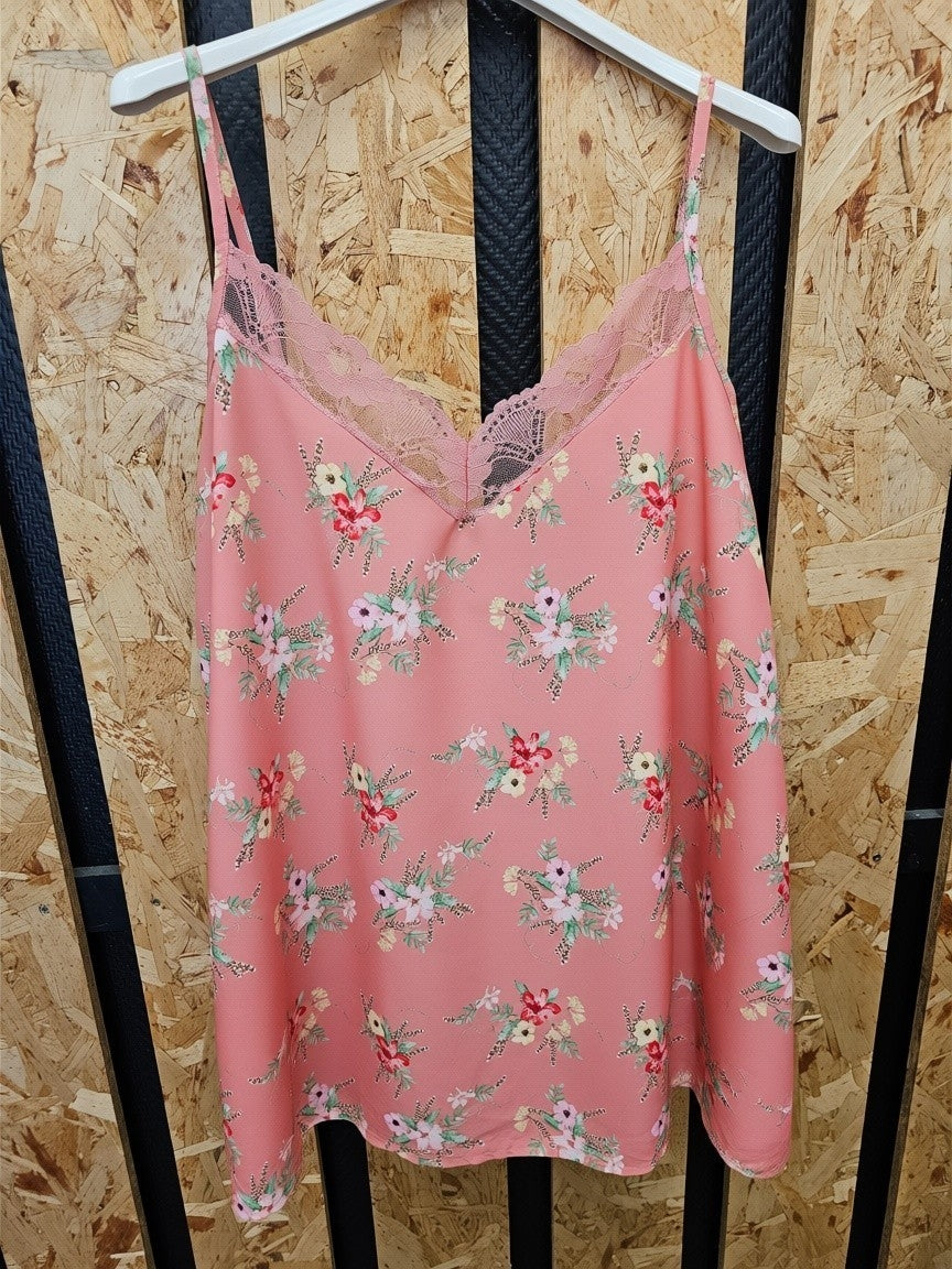 Top de satin fleuri