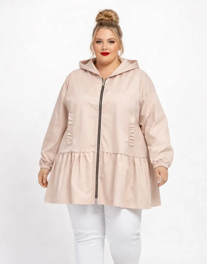Blouson trench zippé,  coupe péplum