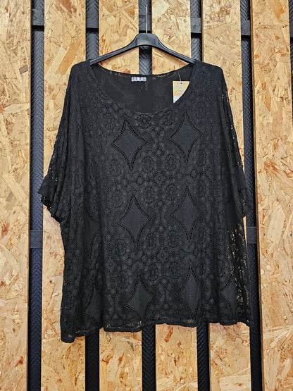 Tunique noire dentelle lycra