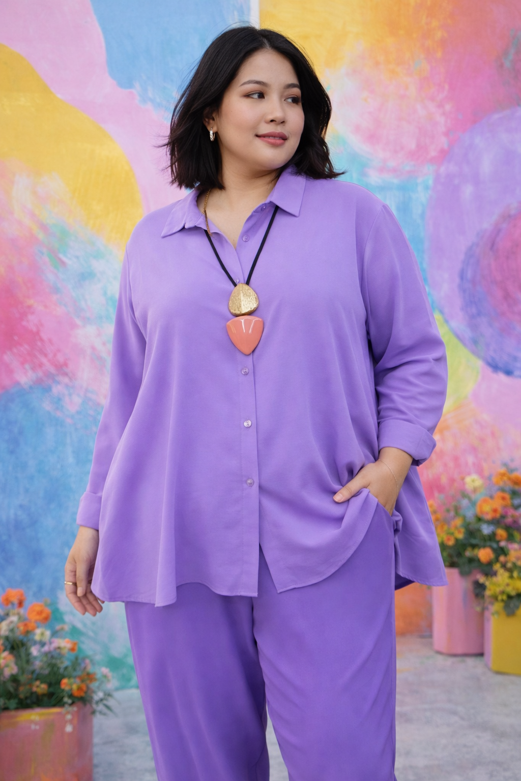 Chemise unie coupe évasée