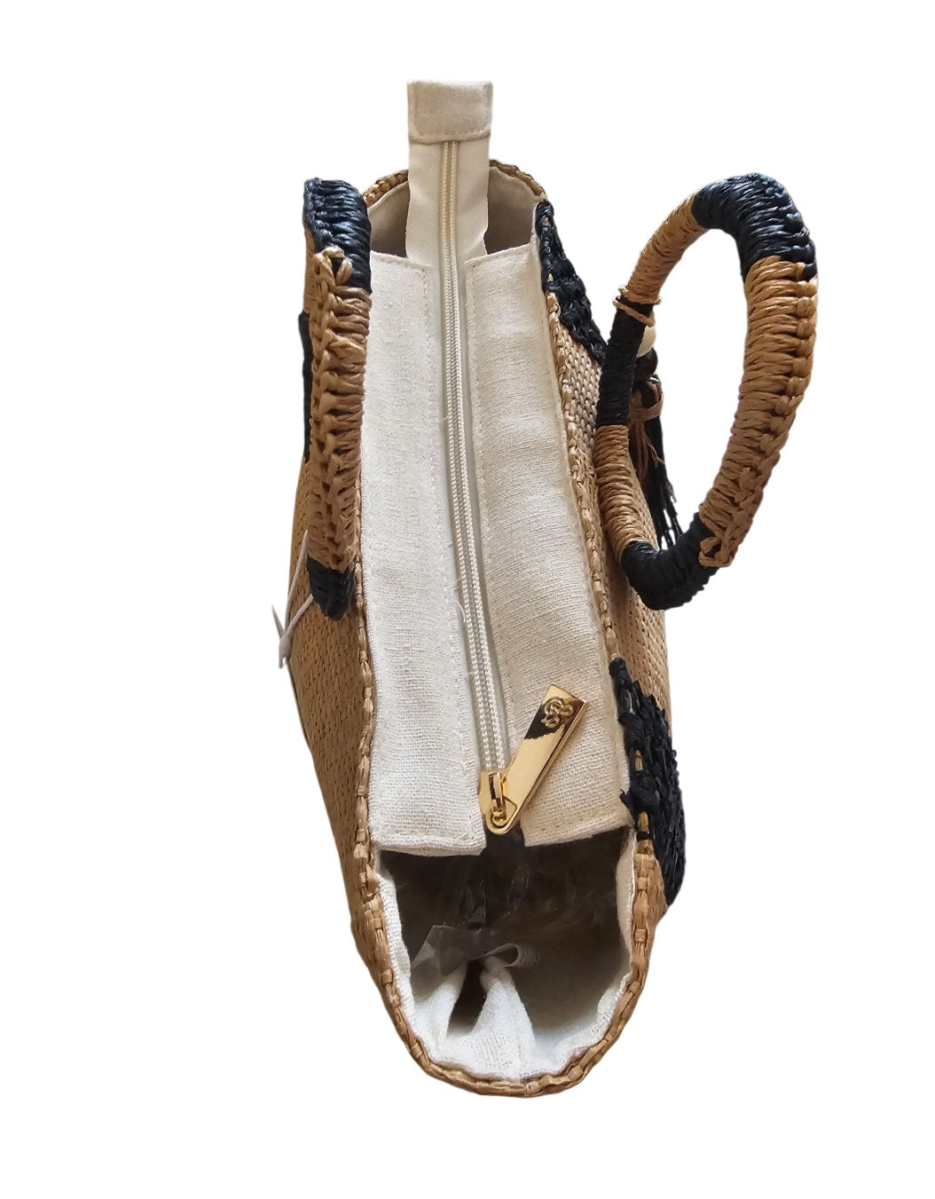 Sac rafia bicolore anses rondes