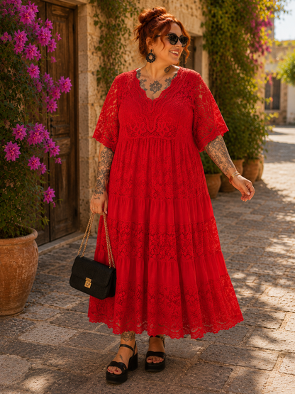 Robe dentelle et guipure