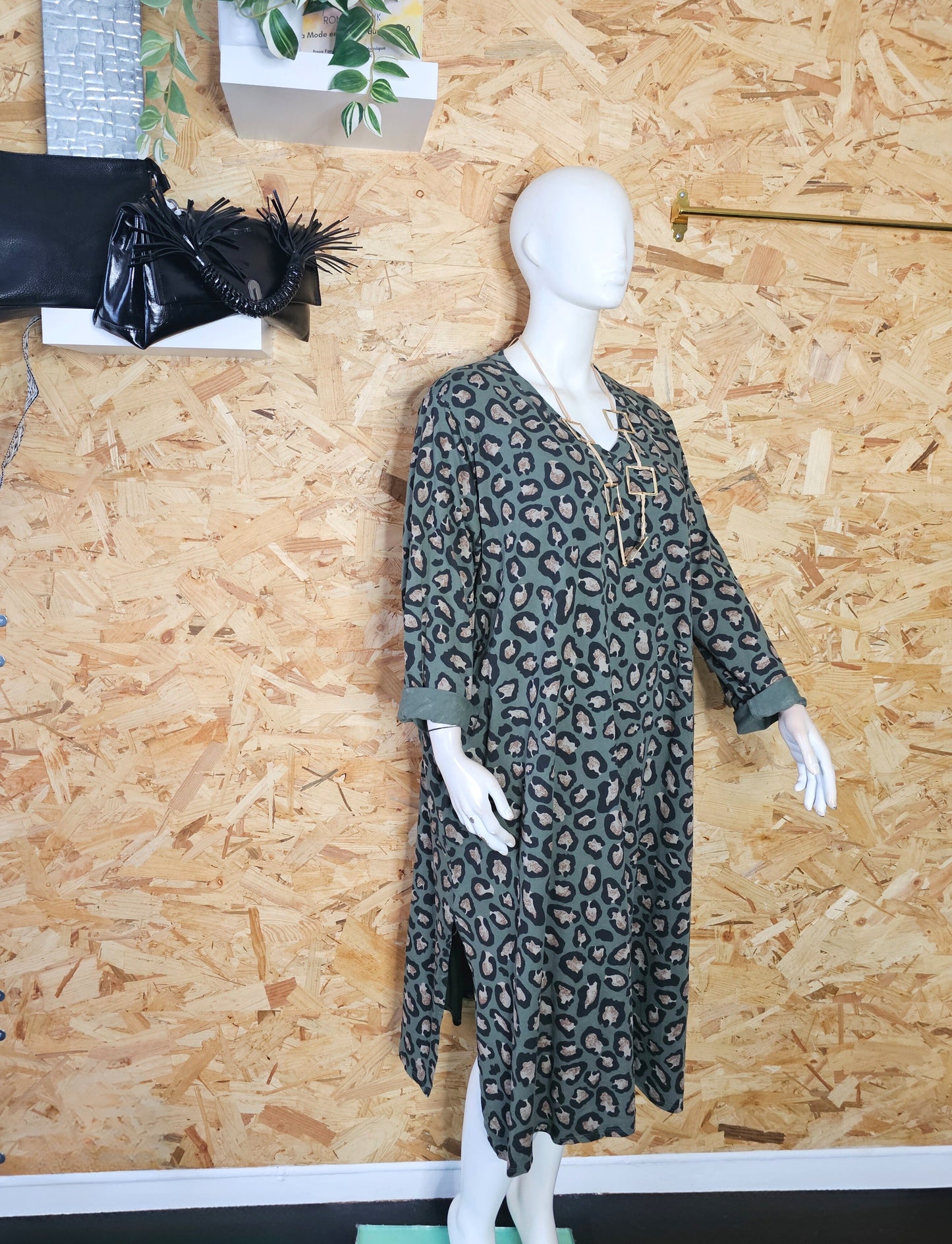 Robe sweat imprimé léopard