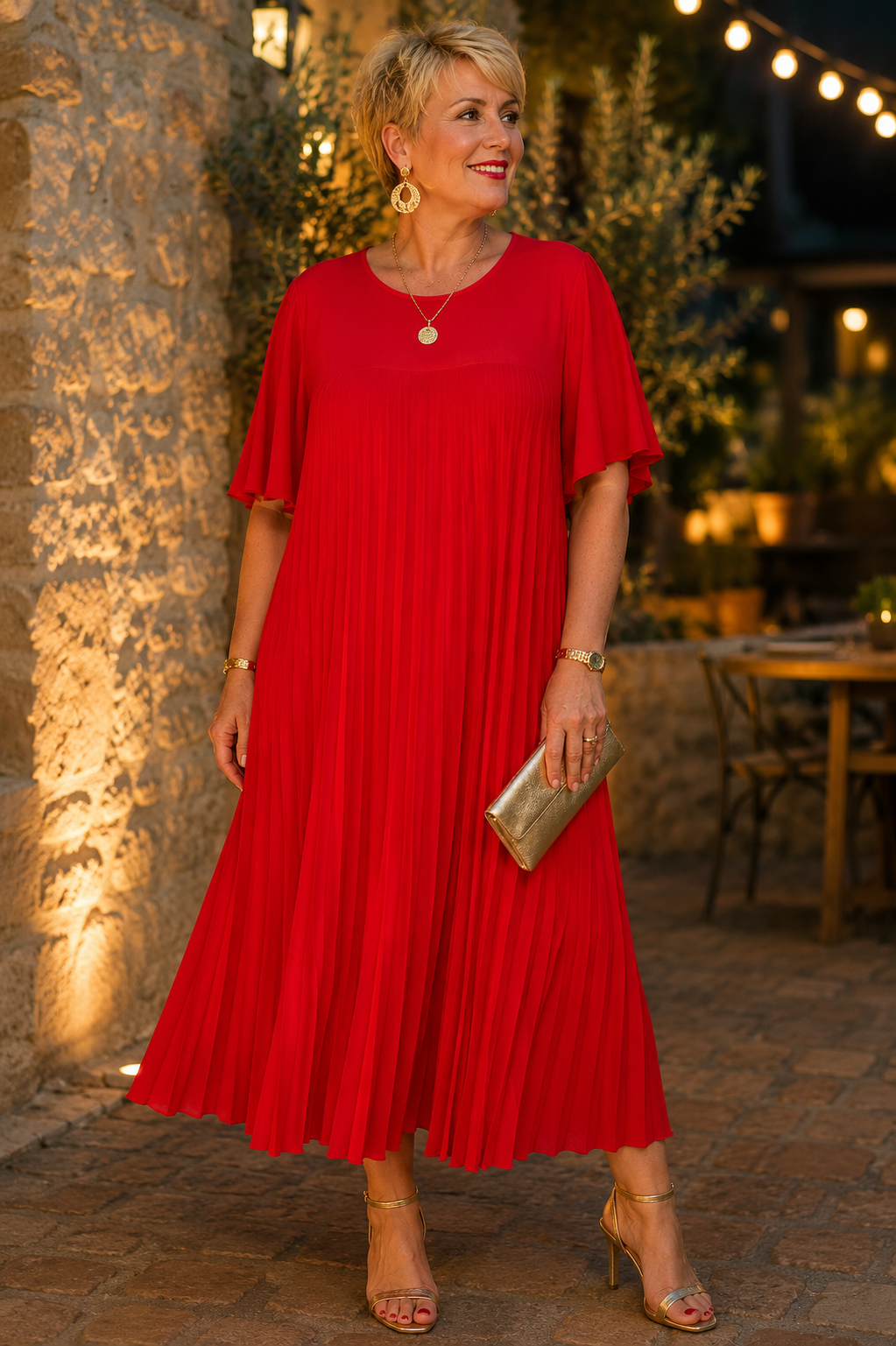 Robe évasée,  plissé soleil