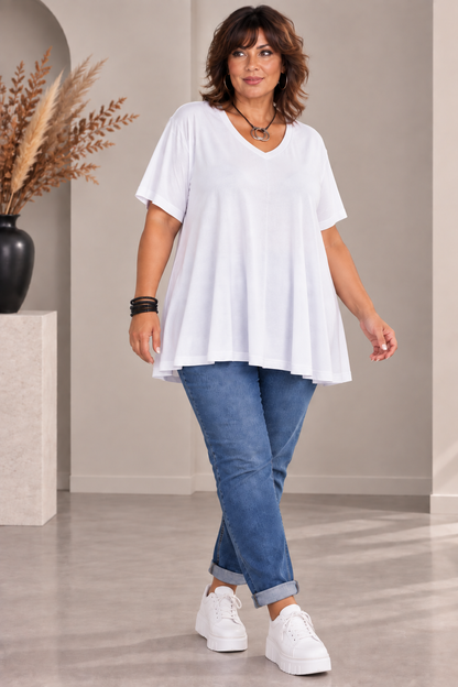 Teeshirt col V, coupe évasée