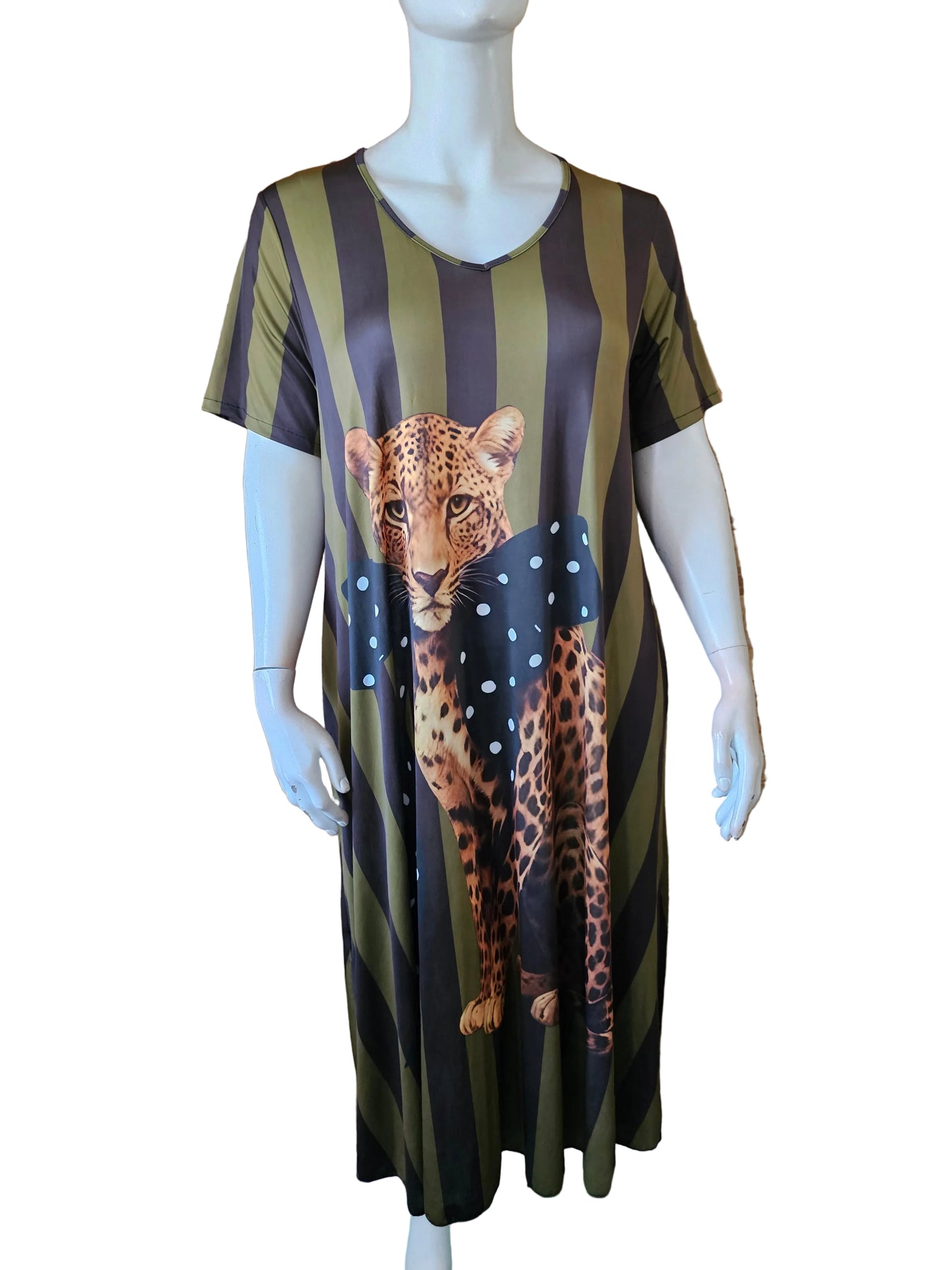 Robe rayé " une léoparde de soirée "